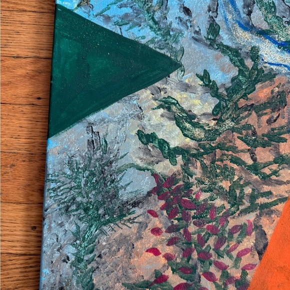 Vibrant Abstract Canvas with Blue and Orange by [Brand] - Picture 2 of 11